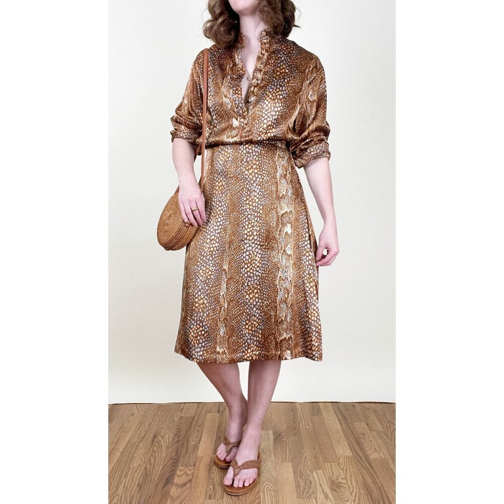 Vintage Union Made Matching Midi Skirt Blouse Shirt Set Suit Work Office Print - Picture 7 of 7